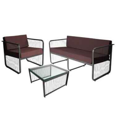 Imagem de Conjunto 1 Poltrona 1 Namoradeira e 1 Mesa de Centro Santiago em Alumí