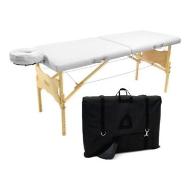 Imagem de Maca Profissional Portátil Antares Legno – Altura Regulável, com Bolsa de Transporte, Preta (Branco Fosco)