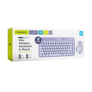 Imagem de styletech MK520 Pacote de teclado e mouse pastel sem fio – roxo lavanda, compatível com PC