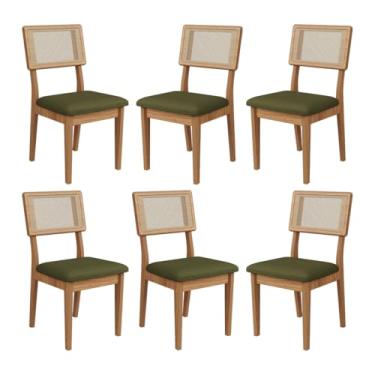 Imagem de Dalla Costa, Kit 6 Cadeiras com Assento Estofado Encosto em Tela 100% MDF Freijó Verde Dalla Costa