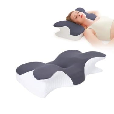 Imagem de iLid Travesseiro Cervical Borboleta em Espuma de Memória - Suporte Ergonômico 7 Zonas com Tecido Leitoso Gelado, Design Antiwrinkle para Dormir de Lado/Decúbito, Alívio de Dores no Pescoço