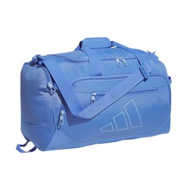 Imagem de adidas Bolsa esportiva pequena Defender 5, Azul fusão/azul brilhante, Small (42L), Bolsa esportiva Defender 5.0, bolsa esportiva de viagem durável para homens e mulheres