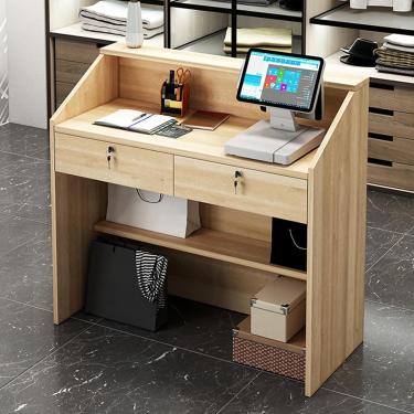 Imagem de Balcão da recepção balcão de recepção da recepção com gaveta de trava e prateleiras abertas balcão de varejo para lojas de lojas de salão de lobby, Wood, 80cm