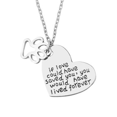 Imagem de Colar de coração de gato e cachorro para mulheres e homens, If Love Could Have Saved You, presente para perda de simpatia do cão, presente para perda de gato, presentes de animal de estimação