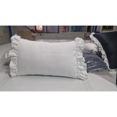 Imagem de Fronha com babados tamanho padrão francês estilo country vintage fronhas com fecho de zíper 100% algodão egípcio fronha para quarto 51 x 66 cm, branca