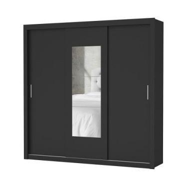 Imagem de Guarda-Roupa Casal Clarice 4 Gavetas com Espelho Carioca Móveis, Preto