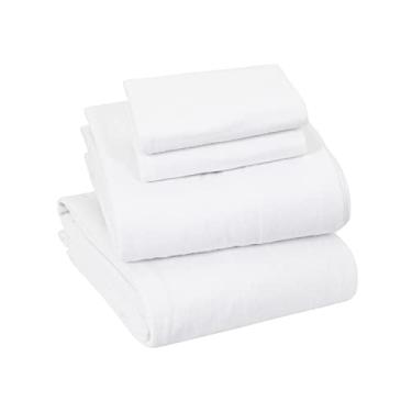Imagem de Sleepdown Conjunto de lençóis de flanela de inverno de algodão durável 160 GSM - 3 peças - solteiro, branco