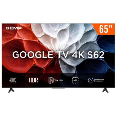 Imagem de Smart TV Semp 65&quot; LED HVA 4K 3 HDMI Wi-Fi Bluetooth Android Google TV HDR10+ Google Cast 65S62