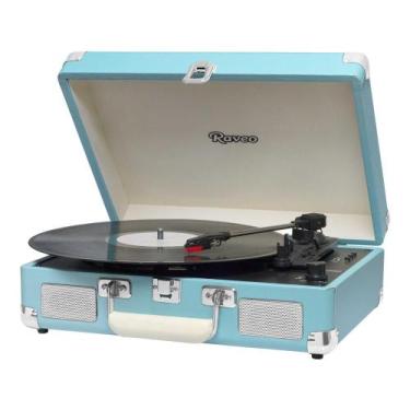 Imagem de Vitrola Raveo Sonetto Chrome Light Blue Toca Discos Bluetooth USB que 