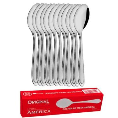 Imagem de Jogo de Talheres Colher de Sopa Mesa em Aço Inox 12 Peças América Orig