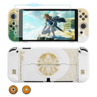 Imagem de GLDRAM Theme for Zelda Protective Case Compatible with Nintendo Switch OLED, Anti-Scratch Accessories Bundle for Tears of the Kingdom with Dockable Switch OLED Skin Cover, Screen Protector & Thumb Cap