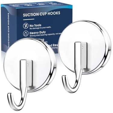 Imagem de MOTAIPEAK Ganchos de ventosa para chuveiro, ganchos de chuveiro montados em portas de vidro, azulejo, espelhos, metais, gancho para pendurar toalhas, roupão, bucha, jaquetas-cromado (pacote com 2)