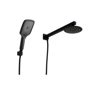 Imagem de Ducha Redonda Inox 15 cm Black Fosco com Ducha Manual em ABS