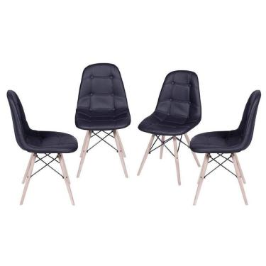 Imagem de Kit 4 Cadeiras Boxbit Dkr Eames Base Em Madeira Preta