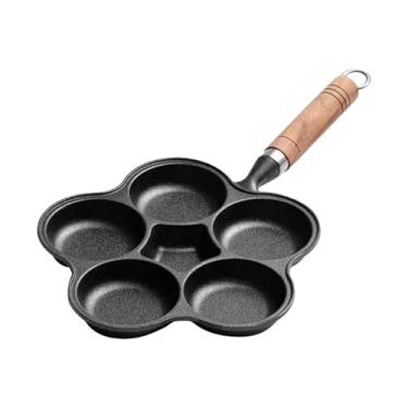 Imagem de WeiLaiKeQi Frigideira antiaderente para ovos, ferramenta leve para cozinhar, frigideira de ferro fundido para panquecas, para hambúrgueres, acampamento ao ar, Seis Buracos