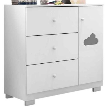 Imagem de Cômoda Sapateira Infantil Ava 1 Porta E 3 Gavetas Branco - PHOENIX BAB