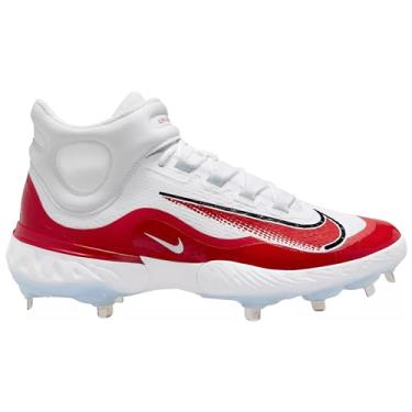 Imagem de Nike Alpha Huarache Elite 4 Chuteira de beisebol masculina média, Branco/vermelho universitário - preto e azul, 38 BR