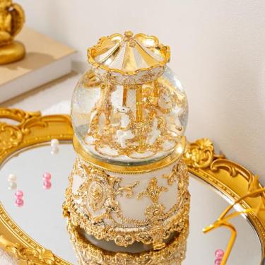 Imagem de LOVE FOR YOU Caixa De Música Banhada A Ouro Embrulhada Para Presente, Carrossel, Cavalos, Luzes Coloridas, Unicórnio, Globo Neve Meninas E Mulheres, Bebês, Crianças, Irmã, Sobrinha, Filha, Mãe, Neta