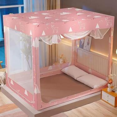 Imagem de Mosquiteiro, Mosquiteiro De Cama, Rede Anti-mosquito Yurt Quadrada De Três Portas, Barraca Sem Instalação, Dobrável E Portátil, Adequada Para Renda Anti-mosquito Totalmente Fechad, F, 1.2M*2.0M