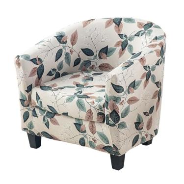 Imagem de HAOYONG Capa para cadeira de clube, 2 peças, capa elástica para cadeira de banheira impressa, capa de poltrona redonda macia e removível, capa protetora de móveis para sala de estar