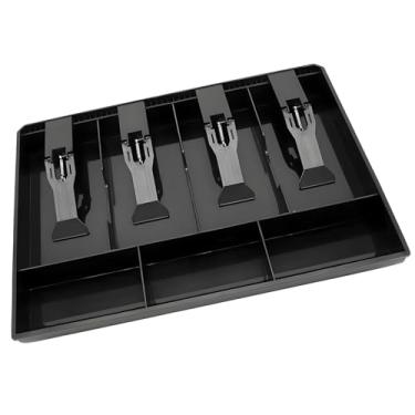 Imagem de SAFEBandeja de inserção de gaveta de caixa registradora com para armazenamento de dinheiro, lojas de supermercados de bancos, preto (4 notas e 3 moedas)