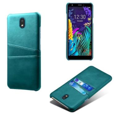 Imagem de Capas Compatível com LG K30 (2019),Caso de couro PU-Tampa de telefone a prova de choque com 2 slots de cartão,Proteção anti-impressão digital e anti-gota-Green