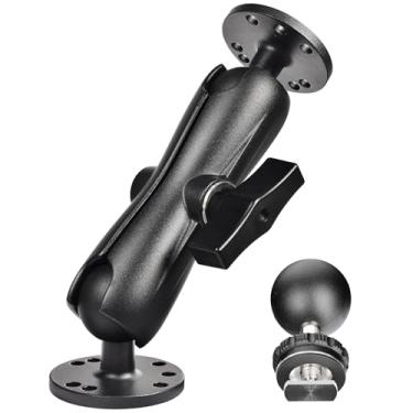 Imagem de VAUBORTTI Suporte de esfera de alumínio de 3,8 cm para localizador de peixes Garmin Striker 4, tablet, GPS, iPad, caminhão marítimo, compatível com RAM C, placa redonda de 2 AMPS e parafuso em T para