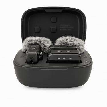 Imagem de Microfone de lapela sem fio para iPhone/Android/câmera, transmissão de 100 metros, bateria de longa duração, mini microfone para gravação de entrevistas, vlogs, YouTube, Tiktok