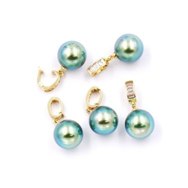 Imagem de malahill Pingentes de pérola estimulada de 14 mm para fazer joias, 5 peças verdes