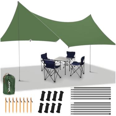 Imagem de JOYFOX Tenda Gazebo 3x5m Impermeáve, SPF50+, Proteção Solar e Chuva, Camping, Praia, Jardim, Viagem, Estrutura Estável em Alumínio