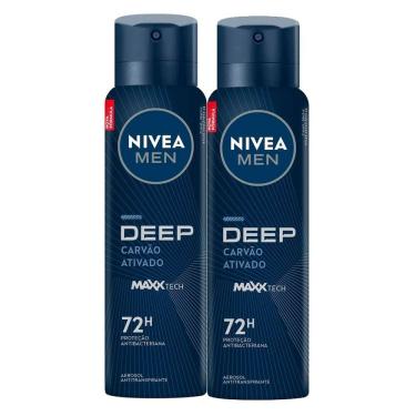 Imagem de Kit 2X 150ml Desodorante Nivea Men Deep Aerosol Antitranspirante 48h