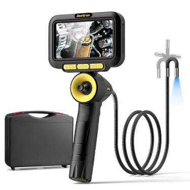 Imagem de Zealtron Joystick de 360° articulando boroscópio com luz, monitor de 12 cm, sonda fina de 6,2 mm, endoscópio articulado de 4 vias com cabo de pescoço de ganso resiliente de 1,5 m, pacote de bateria
