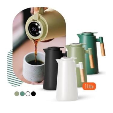 Imagem de Garrafa Térmica Digital com Display LED, 1 Litro, Ideal para Café, Chá e Bebidas, Mantém Quente e Frio, Com Medidor de Temperatura- QH Shopp (Branco.) (Aleatório)