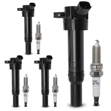 Imagem de Bobina de ignição UF651 e vela de ignição de irídio duplo 9723 compatível com Kia Soul Forte Hyundai Tucson Elantra 27300-2E000 e 18846-11070 2011-2019