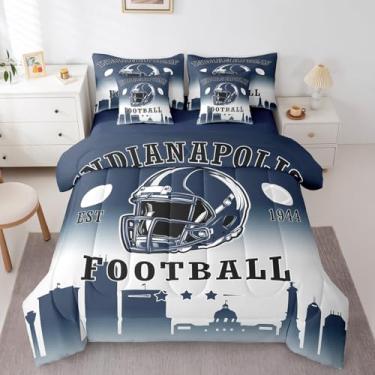 Imagem de Erosebridal Jogo de cama solteiro de futebol americano, 7 peças, esportivo, rúgbi, com lençol de bola e jogos competitivos, para crianças e adultos, jogo de cama com tema de futebol americano