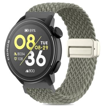 Imagem de Koazon Pulseira de relógio trançada de nylon elástico com fecho magnético compatível com smartwatch Coros Pace 3/Pace Pro, pulseira esportiva elástica macia ajustável de liberação rápida para Coros