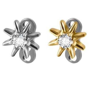 Imagem de Conjunto de âncora dérmica de zircônia cúbica de titânio 14G G23 14G hipoalergênico flores microdérmicas tops e base para lábios, bochechas, piercing no peito, joia corporal (estrela de oito pontas)