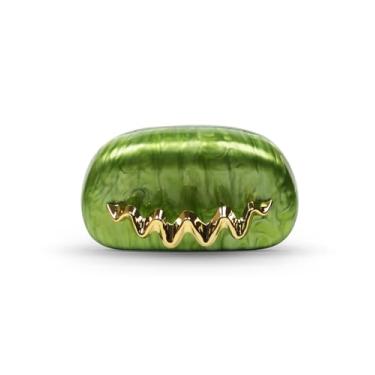 Imagem de blinkgooblink Bolsa clutch para noite feminina, bolsa tiracolo de corrente de metal de acrílico para convidados de casamento para festa de formatura, Verde