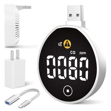 Imagem de Lunarlipes Detector USB de monóxido de carbono com tela sensível ao toque, plug-in/USB-A/USB-C, alarme de monitor de monóxido de carbono portátil, fácil de ler e usar, para casa/hotel/viagem