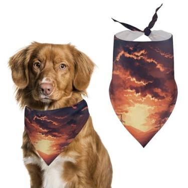 Imagem de Cachecol triângulo de poliéster estampado com cenário crepúsculo – Tamanho único (70 x 30 cm)