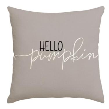 Imagem de RABUSOFA Capas de almofada de outono 45,7 x 45,7 cm, almofadas decorativas de outono Hello Pump, capa de almofada de ação de graças ao ar livre, decoração de outono para quarto, sofá, cinza