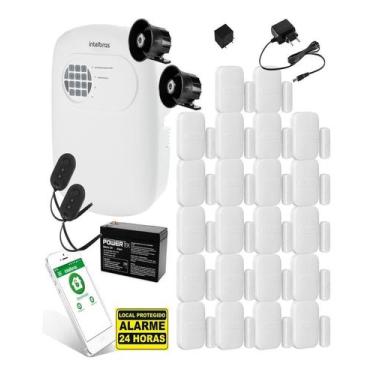 Imagem de Kit Alarme Sem Fio Intelbras 22 Sensores Magnéticos, 2 Sirenes e Bater