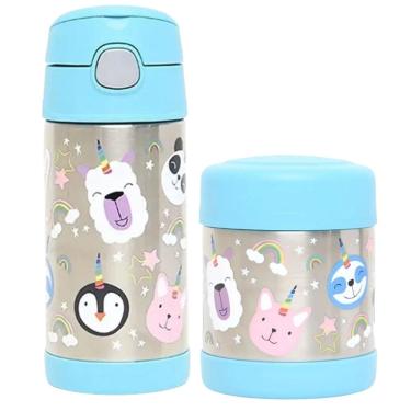 Imagem de Kit Pote Talher E Garrafa Termica Luxo Funtainer Unicornio - Thermos