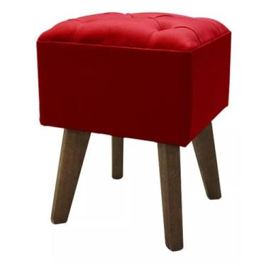 Imagem de Puff Quadrado Capitonê Pé Palito - Cerâmica Regina, Vermelho