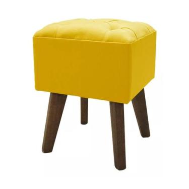 Imagem de Puff Quadrado Capitonê Pé Palito - Cerâmica Regina, Amarelo