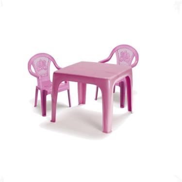 Imagem de Mesinha Infantil Rosa 46X38Cm+2 Cadeira Poltroninha Kids