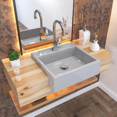 Imagem de Cuba Semi Encaixe Quadrada Xq395w Colorida Cinza