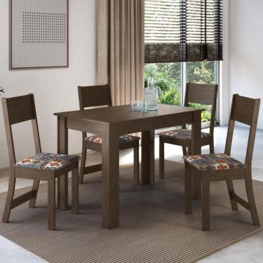 Imagem de Conjunto Sala De Jantar Fidelitá Veneza Com 4 Cadeiras Noce/off-white Assento Alaska