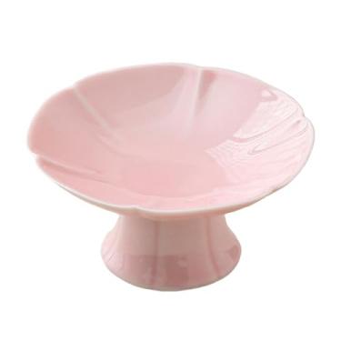 Imagem de Llazsybz Suporte de Sobremesa de Cerâmica, Fruteira, Tigela de Pedestal, Utensílios de Mesa, Bandeja de Servir, Suporte para Bolo Pequeno, Mesa de Sobremesas, Rosa