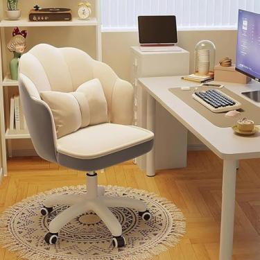 Imagem de Cadeira De Escritório De Veludo, Cadeira Executiva De Spinning, Cadeira De Maquiagem Com Encosto, Cadeira De Computador De Escritório Estofada Confortável Ajustável, E